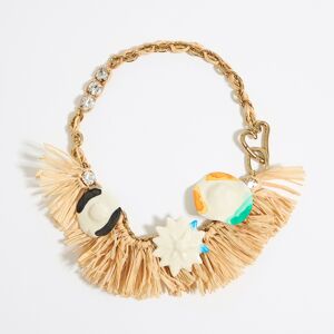 BIMBA Y LOLA Ceramic and raffia flowers necklace NATURAL UN adult