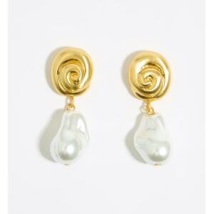 BIMBA Y LOLA Matte gold conch shell and pearl earrings PEARL UN adult