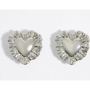 BIMBA Y LOLA Silver cushions heart earrings PLATA ANTIGUO UN adult