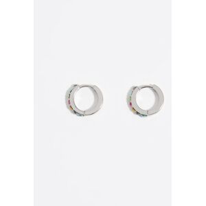 BIMBA Y LOLA Silver mini hoop earrings with multicolored crystals SILVER UN adult