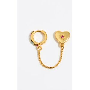 BIMBA Y LOLA Double earring with hoop and heart with crystals GOLD UN adult