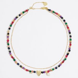 BIMBA Y LOLA Golden heart and stones necklace BLUE UN adult