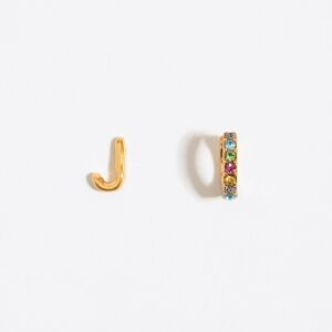 BIMBA Y LOLA Multicolor crystal mini hoop and letter J earrings GOLD UN adult