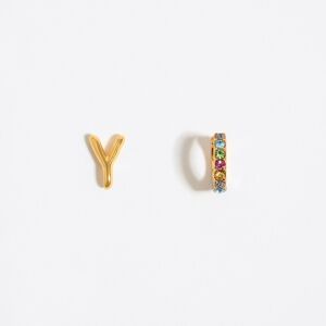 BIMBA Y LOLA Multicolor crystal mini hoop and letter Y earrings GOLD UN adult