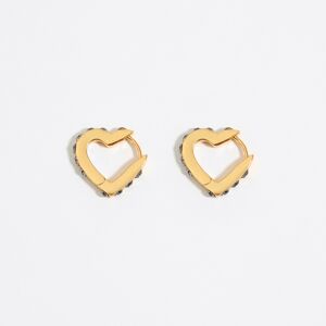 BIMBA Y LOLA Golden heart mini hoop earrings with crystals BLACK UN adult