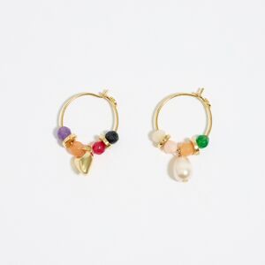 BIMBA Y LOLA Heart and multicolor pearl hoop earrings GOLD UN adult