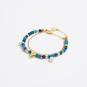BIMBA Y LOLA Double bracelet with multicolored stones and golden chain BLUE UN adult