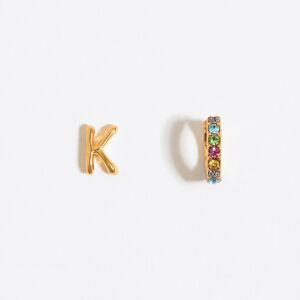 BIMBA Y LOLA Multicolor crystal mini hoop and letter K earrings GOLD UN adult