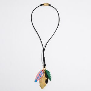 BIMBA Y LOLA Black leather necklace with chameleon and leaves BLACK UN adult