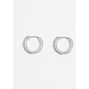 BIMBA Y LOLA Silver metal hoop earrings with crystals SILVER UN adult