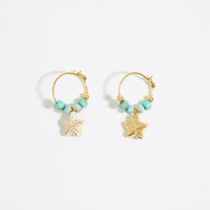 BIMBA Y LOLA Turquoise hoop earrings with golden star TURQUOISE UN adult