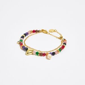 BIMBA Y LOLA Golden heart and stones bracelet BLUE UN adult