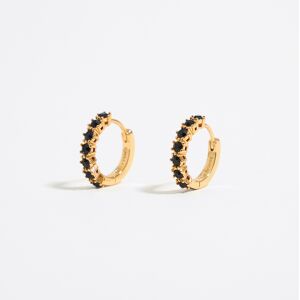 BIMBA Y LOLA Golden hoop black crystals earrings GOLD UN adult