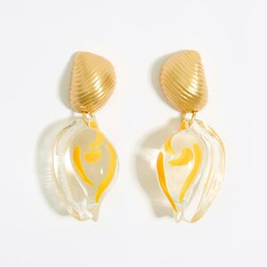BIMBA Y LOLA Resin and matte gold metal conch shell earrings OFF WHITE UN adult