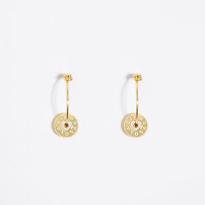 BIMBA Y LOLA Ivory heart Candy logo hoop earrings GOLD UN adult