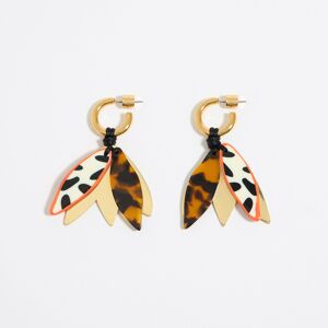 BIMBA Y LOLA Tortoiseshell resin leaves hoop earrings GOLD UN adult