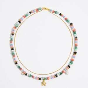 BIMBA Y LOLA Conch shell and multicolor stones double-layer necklace LIGHT BLUE UN adult