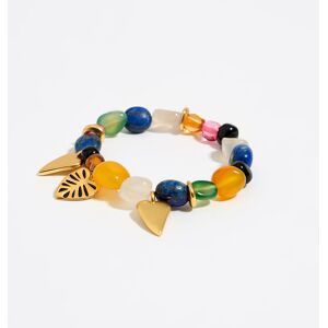 BIMBA Y LOLA Elasticated bracelet with stones and golden leaves BLUE UN adult