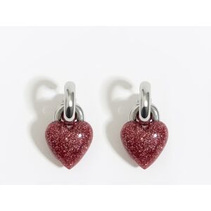 BIMBA Y LOLA Pink glitter heart hoop earrings DARK PINK UN adult