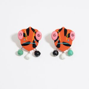 BIMBA Y LOLA Multicolor resin chameleons earrings ORANGE UN adult