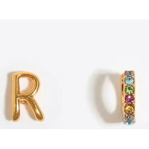 BIMBA Y LOLA Multicolor crystal mini hoop and letter R earrings GOLD UN adult