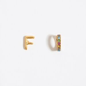 BIMBA Y LOLA Multicolor crystal mini hoop and letter F earrings GOLD UN adult