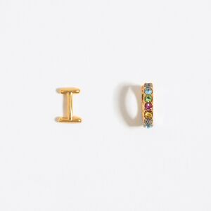 BIMBA Y LOLA Multicolor crystal mini hoop and letter I earrings GOLD UN adult