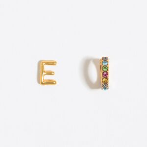 BIMBA Y LOLA Multicolor crystal mini hoop and letter E earrings GOLD UN adult