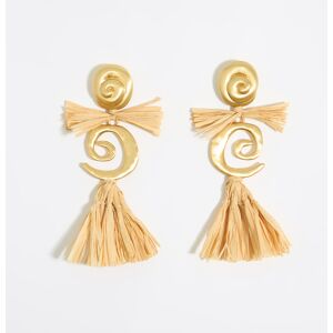 BIMBA Y LOLA Matte gold metal conch shell and raffia earrings BLACK UN adult