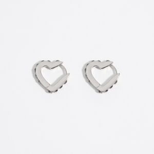 BIMBA Y LOLA Silver heart mini hoop earrings with crystals SILVER UN adult