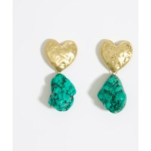 BIMBA Y LOLA Heart earrings with turquoise stone GOLD UN adult