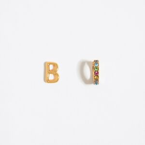 BIMBA Y LOLA Multicolor crystal mini hoop and letter B earrings GOLD UN adult