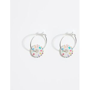 BIMBA Y LOLA Multicolor crystals logo hoop earrings SILVER UN adult