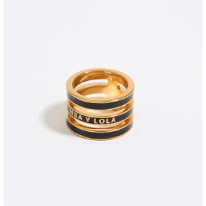 BIMBA Y LOLA Black enamel logo three-band ring BLACK 16 adult