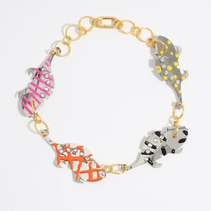 BIMBA Y LOLA Golden chain necklace with enameled chameleons ORANGE UN adult