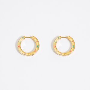 BIMBA Y LOLA Multi-pastel logo golden hoop earrings GOLD UN adult