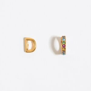 BIMBA Y LOLA Multicolor crystal mini hoop and letter D earrings GOLD UN adult