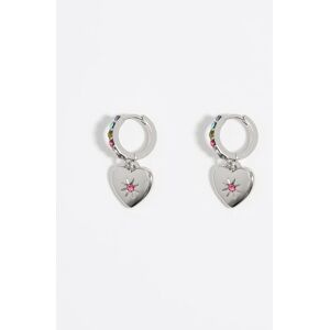 BIMBA Y LOLA Silver mini hoop earrings with crystals and heart DARK SILVER UN adult