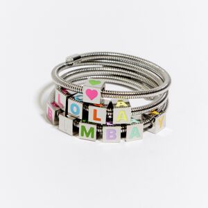 BIMBA Y LOLA Silver coil chain Logo bracelet DARK SILVER UN adult