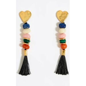 BIMBA Y LOLA Golden stones and hearts earrings BLUE UN adult