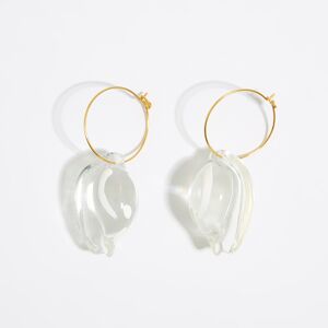BIMBA Y LOLA Hoop earrings with transparent conch shell IVORY UN adult