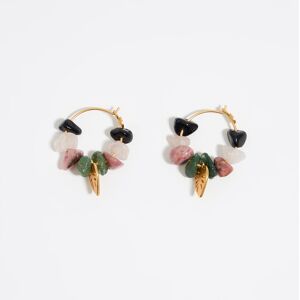 BIMBA Y LOLA Black stone hoop earrings GOLD UN adult