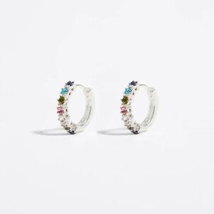 BIMBA Y LOLA Silver hoop multicolor crystals earrings SILVER UN adult