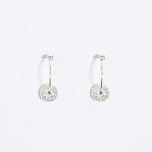 BIMBA Y LOLA Silver heart Candy logo hoop earrings SILVER UN adult