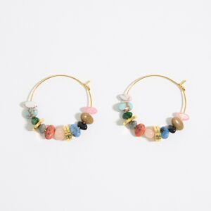 BIMBA Y LOLA Large hoop earrings with multicolor stones BLUE UN adult
