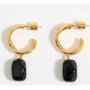 BIMBA Y LOLA Black stone golden hoop earrings BLACK UN adult