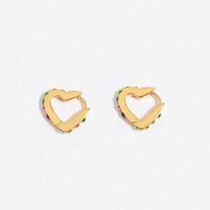 BIMBA Y LOLA Multicolor crystals and heart mini hoop earrings MULTIGOLD UN adult