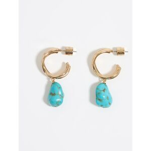 BIMBA Y LOLA Turquoise stone golden hoop earrings TURQUOISE UN adult