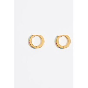 BIMBA Y LOLA Golden mini hoop earrings with multicolored crystals GOLD UN adult