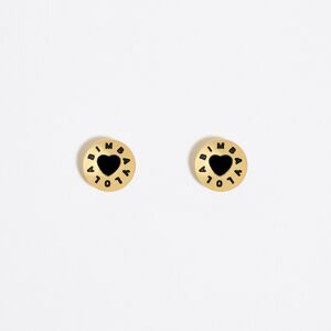 BIMBA Y LOLA Black heart Candy logo earrings BLACK UN adult